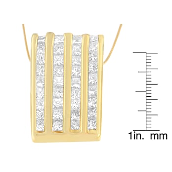 14K Yellow Gold 2 1/3ctw Princess Cut Diamond Block Pendant With Chain
(H-I, SI1-SI2)