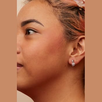 14K White Gold 1/6 Cttw Diamond Dangle Heart Stud Earrings (H-I, SI2-I1)