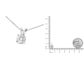14K White Gold 1/4ctw Round Cut Lab Grown White Diamond 4-Prong
Solitaire Pendant w\chain 18"