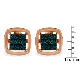 10K Rose Gold Over Sterling Silver Rose Cut Treated Diamond Stud Earring .25ctw