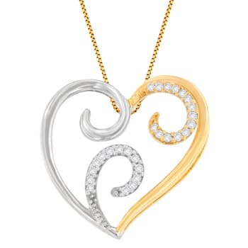 10K Two-Toned Gold 1/10ctw Round Diamond Swirl Heart Accent Pendant
w\chain (H-I, I1-I2)
