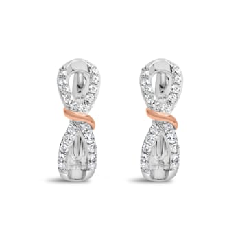 10K Two-tone Gold 1/3 Cttw Diamond Infinite and Ribbon Hoop Earrings
(H-I Color, I1-I2 Clarity)