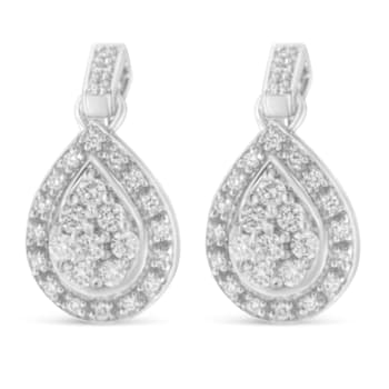 0.75ctw Round Cut Diamond 10K White Gold Earrings