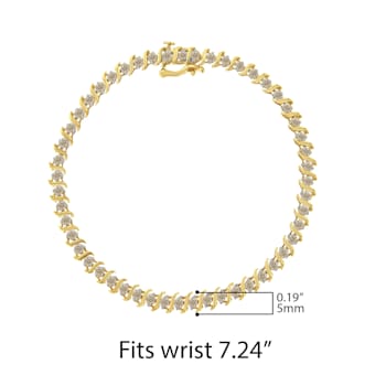 10K Yellow Gold Over Sterling Silver 2.0ctw Diamond S-Link Bracelet