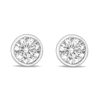 14K White Gold 1.0ctw Lab-Grown Diamond Screw-Back Classic Bezel
Solitaire Stud Earrings