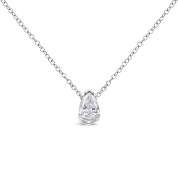 14K White Gold 1/3ctw Pear Shape Solitaire Diamond 18" Necklace
(G-H Color, VS2-SI1 Clarity)