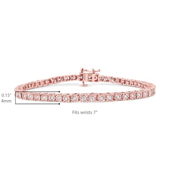 10K Rose Gold Over Sterling Silver 1.0 Cttw Round-Cut Diamond Tennis Bracelet