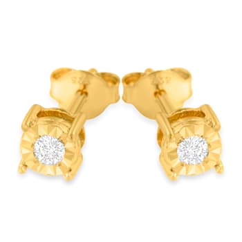 0.20ctw Round Near Colorless Diamond 10K Yellow Gold Over Sterling
Silver Stud Earrings