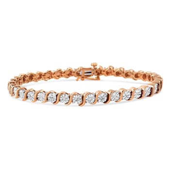 14K Rose Gold Over Sterling Silver 1/10 Cttw Diamond "S"
Tennis Bracelet
