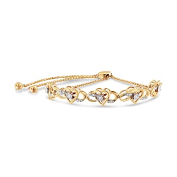 14K Yellow Gold Over Sterling Silver 1/10ctw Diamond Infinity Shaped
4”-10” Adjustable Bolo Bracelet
