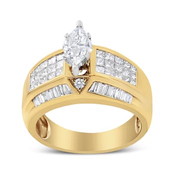 14K Yellow and White Gold 1 3/4ctw Mixed Shape Diamond Ring (H-I Color,
SI1-SI2 Clarity)