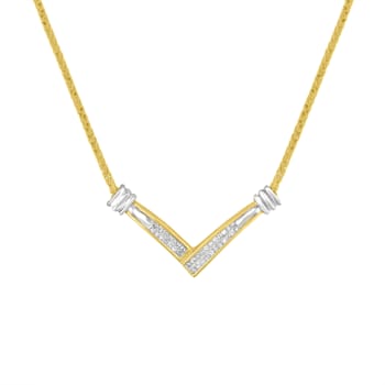 14K Two-tone Gold 1/4ctw Princess Cut Diamond “V” Shape Necklace (H-I
Color, SI2-I1 Clarity)