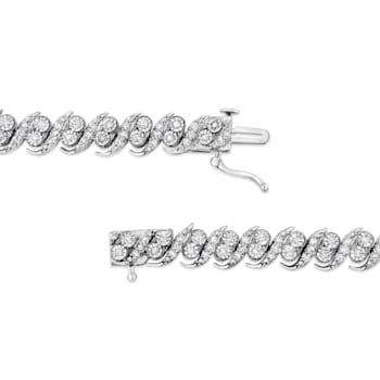 Sterling Silver 2.0ctw Round-Cut Diamond "S" Link Bracelet