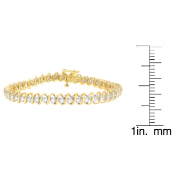 18K Yellow Gold 3.0ctw Round Cut Diamond Tennis Bracelet