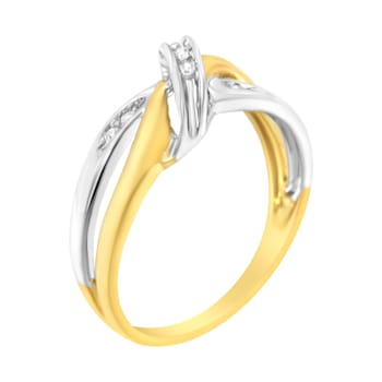 10K Two-tone Gold 1/20ctw Round-Cut Diamond Bypass Ring (I2 Color, I-J Clarity)