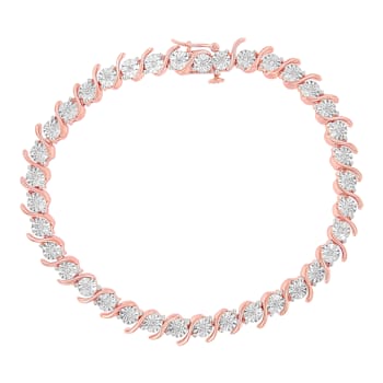 14K Rose Gold Over Sterling Silver 1/10 Cttw Diamond "S"
Tennis Bracelet