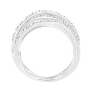 Sterling Silver 1/4ctw Prong Set Round-Cut Diamond Bypass Ring (I-J
Color, I1-I2 Clarity)