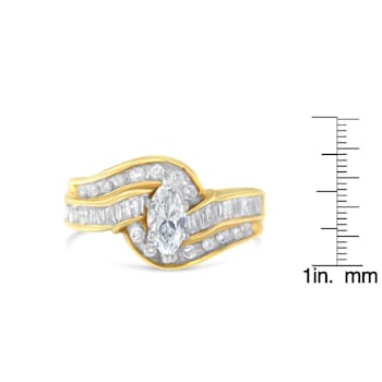 14K Yellow Gold Mixed Shapes Diamond Bypass Ring (1 cttw, H-I Color,
SI1-SI2 Clarity)