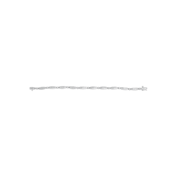 14K White Gold 1-1/2ctw Round and Baguette Diamond Bezel and Tapered
Link 7" Tennis Bracelet
