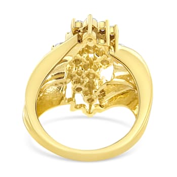 10K Yellow Gold Over Sterling Silver Diamond Cocktail Ring (1 1/2 Cttw,
J-K Color, I1-I2 Clarity)
