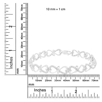 0.33ctw Round White Diamond Double Heart Sterling Silver Tennis Bracelet