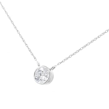 Sterling Silver 1/10 Cttw Round-Cut Diamond Bezel 18" Pendant
Necklace (J-K Color, I1-I2 Clarity)