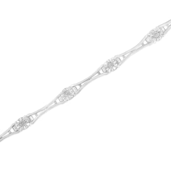 Sterling Silver 1/4 Cttw Diamond Flared-Bar 7" Link-Style Tennis
Bracelet (I-J, I3)