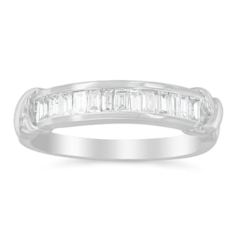 Sterling Silver 1/2ctw Baguette Diamond Channel Set X-Station Ring (H-I
Color, I1-I2 Clarity)
