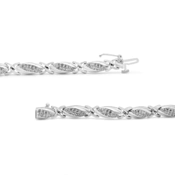 Sterling Silver 1.00 Cttw Round Diamond X-Link Bracelet (I-J Color,
I2-I3 Clarity) - Size 7"