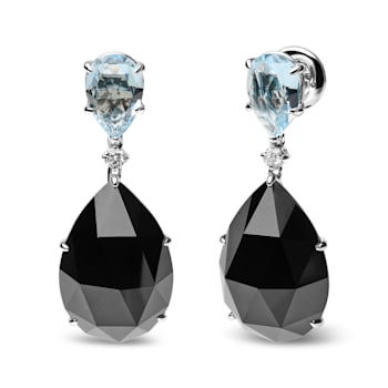 18K White Gold Onyx Pear and Blue Topaz Pear Gemstone with Diamond
Accent Teardrop Dangle Earrings