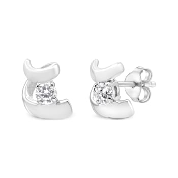 0.10ctw Round Cut Diamond Sterling Silver Earrings