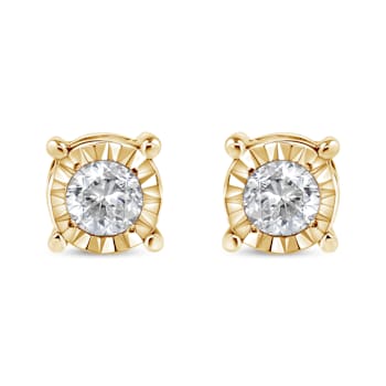 0.20ctw Round Near Colorless Diamond 10K Yellow Gold Over Sterling
Silver Stud Earrings
