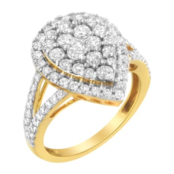 10K Yellow Gold Over Sterling Silver Diamond Cluster Ring (1 1/2 Cttw,
H-I Color, I1-I2 Clarity)