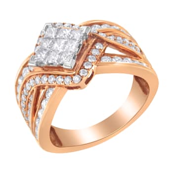 10K Two-Tone Gold Diamond Bypass Cocktail Ring (1 1/2ctw, H-I Color,
I1-I2 Clarity)