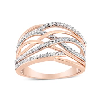 Diamond Accent Crossover 14K Rose Gold Over Sterling Silver Ring