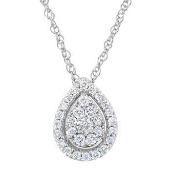 .925 Sterling Silver 3/8 cttw Lab-Grown Diamond Drop Pendant Necklace
(F-G Color, VS2-SI1 Clarity)