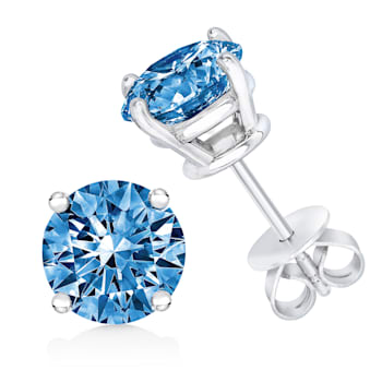 1.00ctw Brilliant Cut Lab Grown Blue Diamond Solitaire 14K White Gold
Stud Earrings