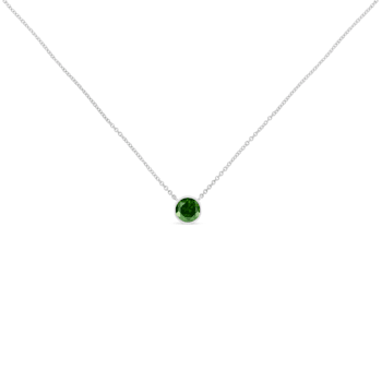 Sterling Silver 1/5ct Bezel Set Solitaire Treated Green Diamond Necklace
(I2-I3 Clarity)