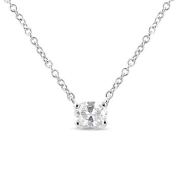 0.20ctw Oval Diamond Solitaire 14K White Gold Necklace