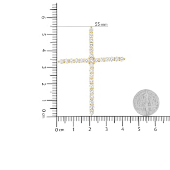 10K Yellow Gold Over Sterling Silver 3.0ctw Round Diamond Cross 18"
Pendant w\chain