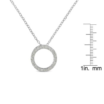 1/4ctw Round-Cut Diamond Open Circle Halo Sterling Silver Pendant
Necklace with 18" Chain