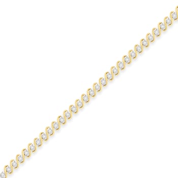 0.50ctw Round White Diamond 10K Yellow Gold Over Sterling Silver Tennis Bracelet