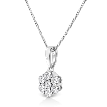 Sterling Silver 1/2ctw Lab-Grown Diamond 7 Stone Floral Cluster 18"
Pendant w\chain