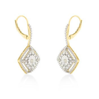 Sterling Silver Rose Diamond Dangle Earring .25ctw