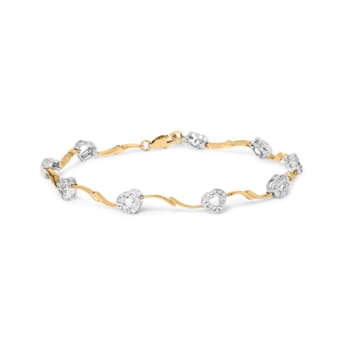 10k Two-Tone Gold 1/3ctw Diamond Pave Set Heart S-Link 7" Bracelet
(I-J Color, I2-I3 Clarity)