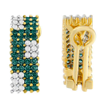 14K Yellow Gold 2.0ctw White and Treated Blue Diamond Earrings