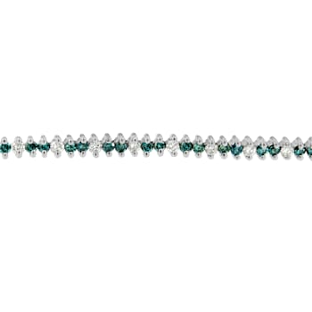 14K White Gold 3.70ctw Round-Cut White and Blue Diamond Fashion Bracelet