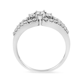 10K White Gold 1/2ctw Round Diamond Three Stone Split Shank Ring (H-I
Color, SI1-SI2 Clarity)