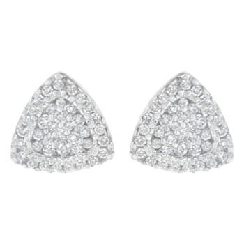 14K White Gold 1/2ctw Trillion Shaped Diamond Stud Earrings
