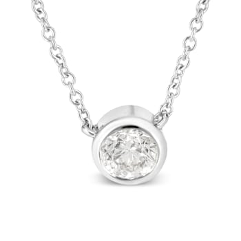10K White Gold 1/3ctw Round Diamond Solitaire Necklace (I-J Color, I1-I2
Clarity) - Adjustable